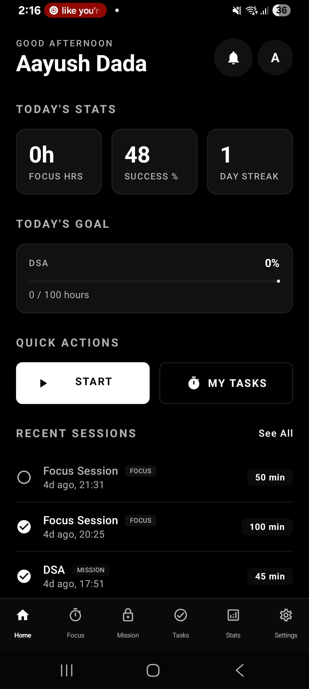 Dopamine Lock Android dashboard screenshot